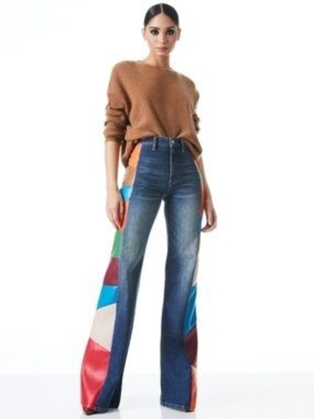 NWT Alice + Olivia Vegan Leather Flair Jean - Picture 7 of 7